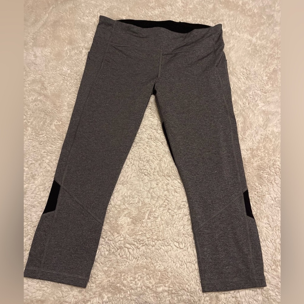 Lululemon Women's Pace Rival Crop 19" Heathered Black Running Leggings Size 12